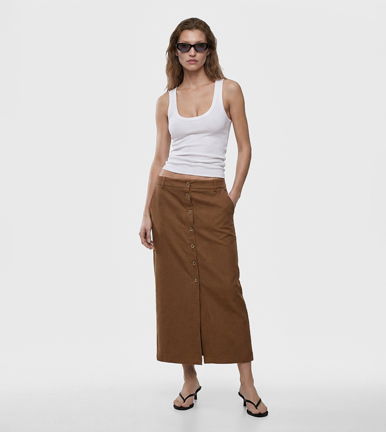 كوتون  تنانير ميدي - بني  Midi Skirts