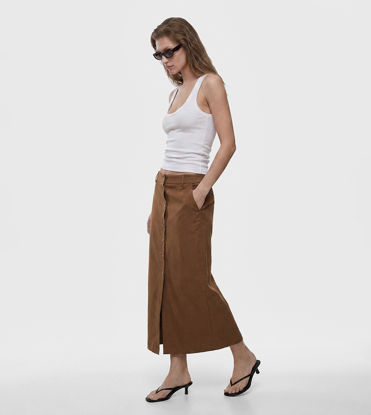 كوتون  تنانير ميدي - بني  Midi Skirts