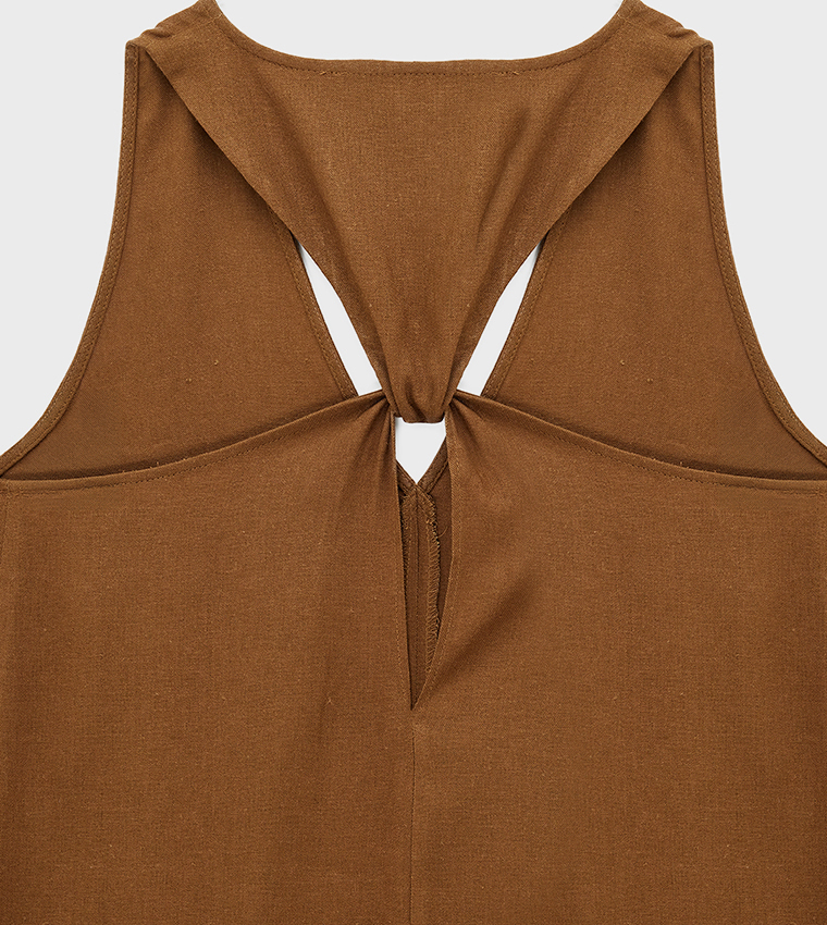 Solid V Neck Midi Dress