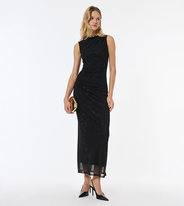 Embellished Sleeveless Pencil Dress
