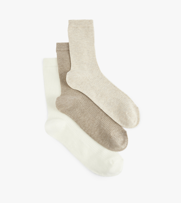 3-Pack Solid Calf Length Socks