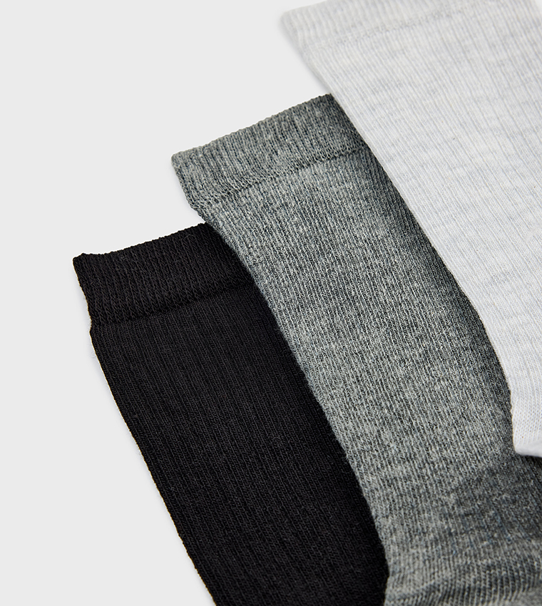3-Pack Solid Calf Length Socks