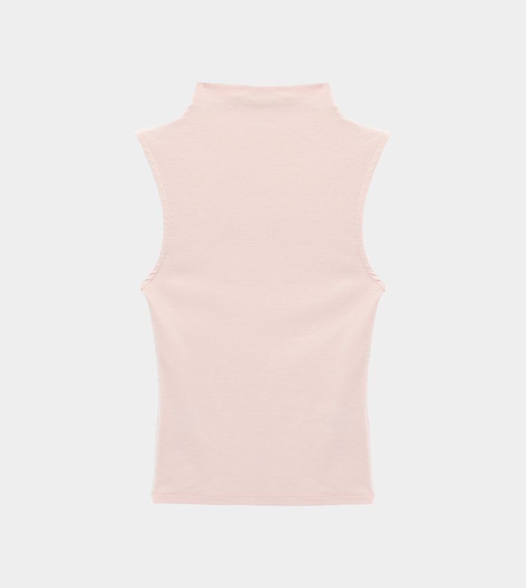 Solid High Neck Sleeveless Top