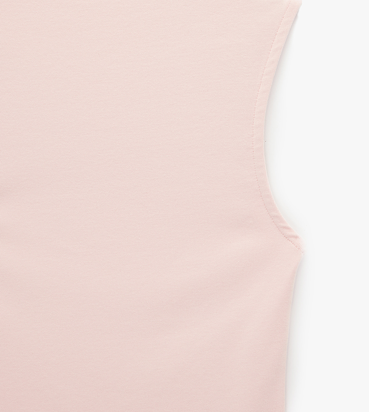 Solid High Neck Sleeveless Top