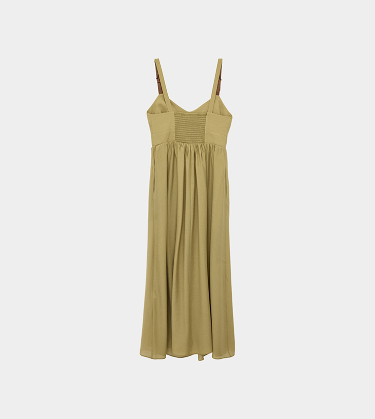 Solid Strappy Midi Dress