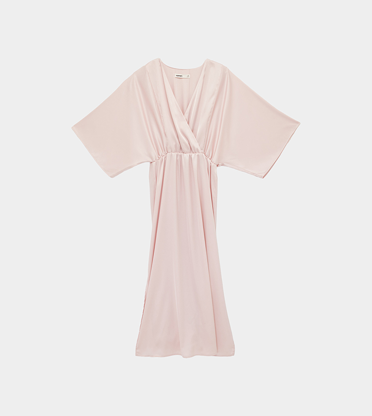 Ruched V-Neck Maxi Wrap Dress