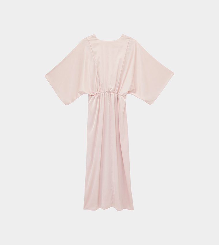 Ruched V-Neck Maxi Wrap Dress