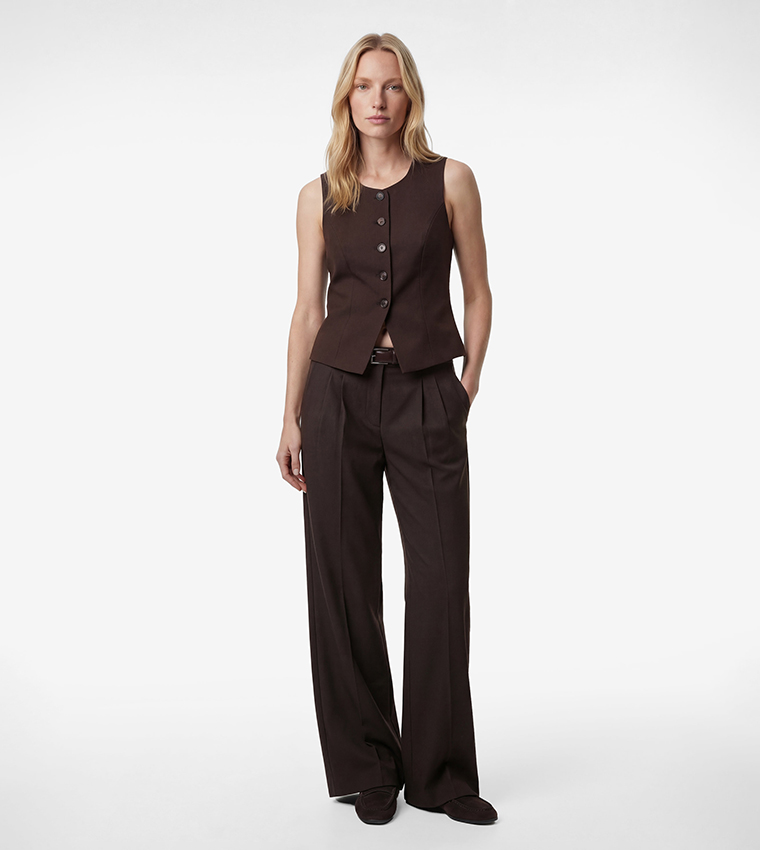 Textured Crew Neck Waistcoat