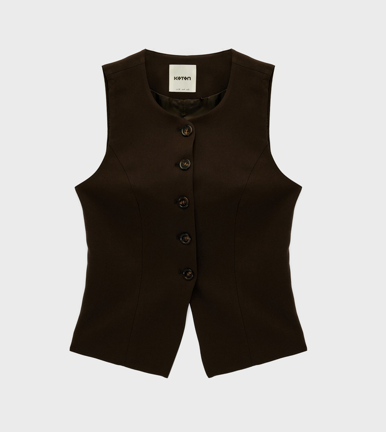 Textured Crew Neck Waistcoat