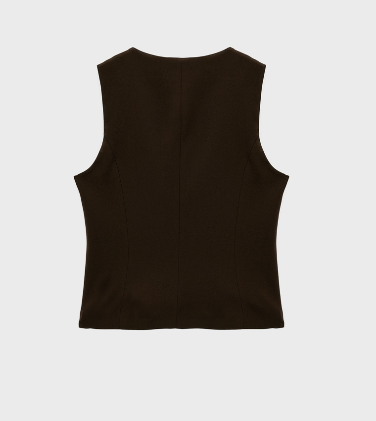 Textured Crew Neck Waistcoat