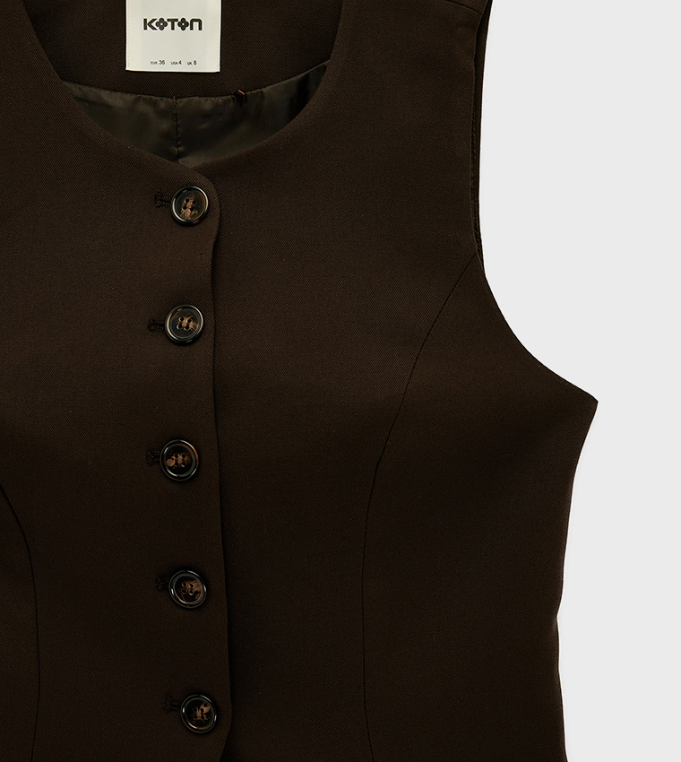 Textured Crew Neck Waistcoat