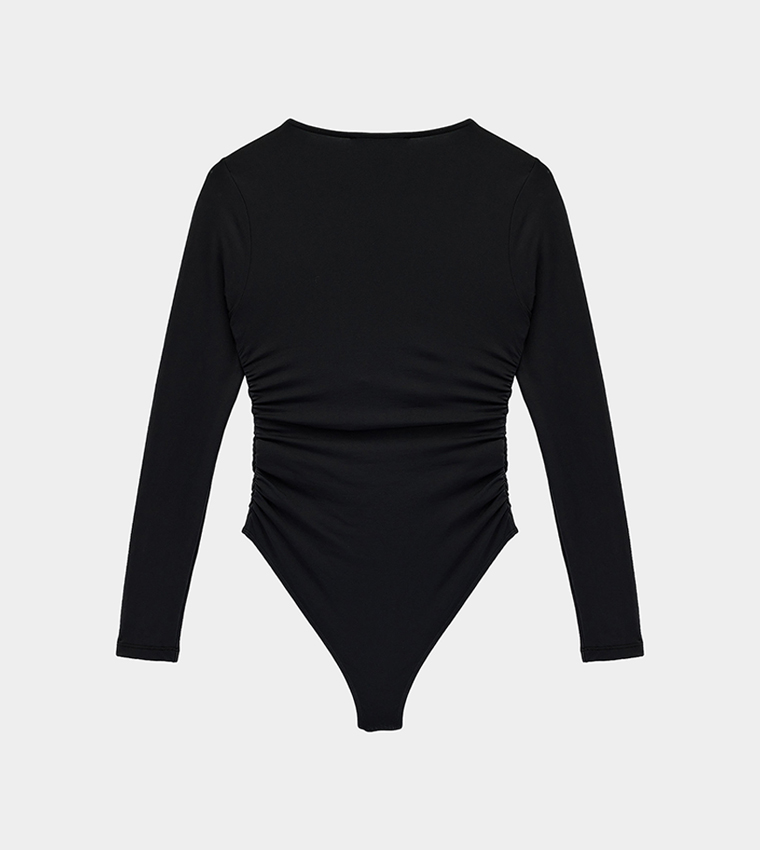 Ruched V-Neck Bodysuit Top
