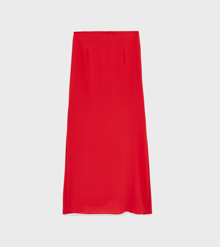 Solid Elastic Waist Skirt