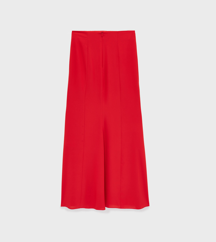 Solid Elastic Waist Skirt