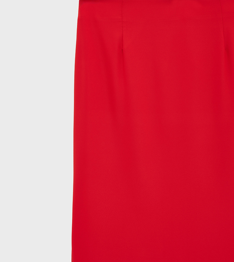 Solid Elastic Waist Skirt