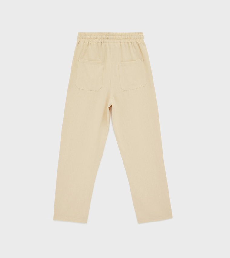 Drawstring Waist Carrot Fit Pants