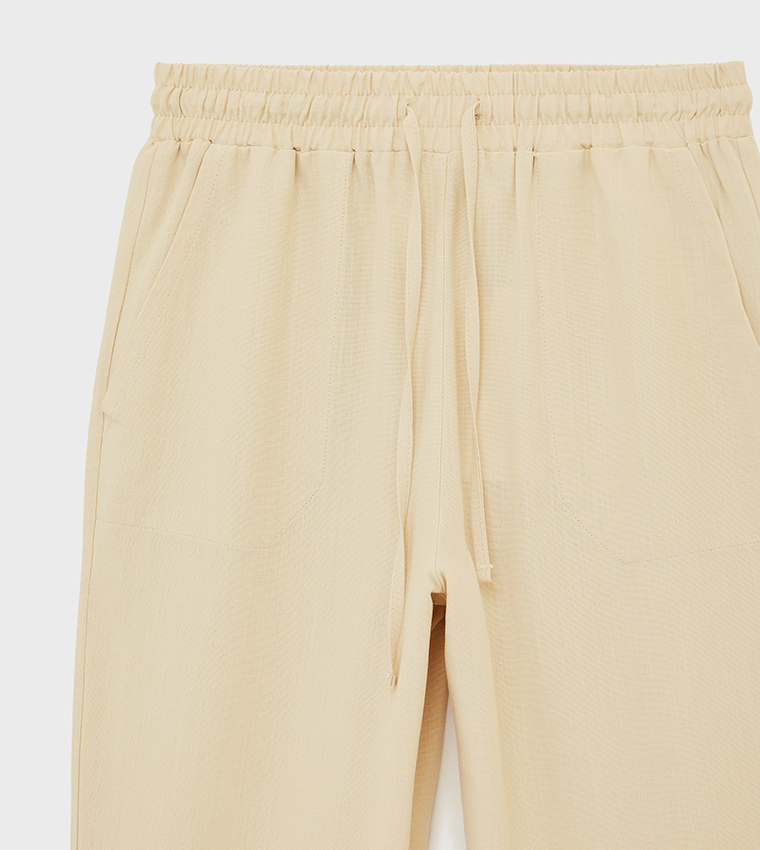 Drawstring Waist Carrot Fit Pants