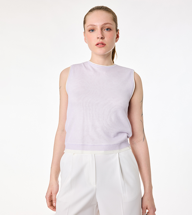 Koton  Sleeveless Tops - Lavender Sleeveless Tops