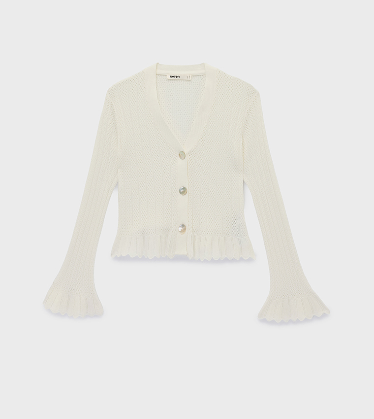 Long Sleeves Mesh Knitted Cardigan