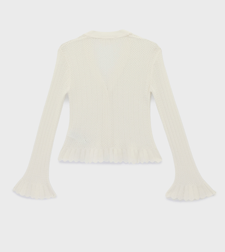Long Sleeves Mesh Knitted Cardigan