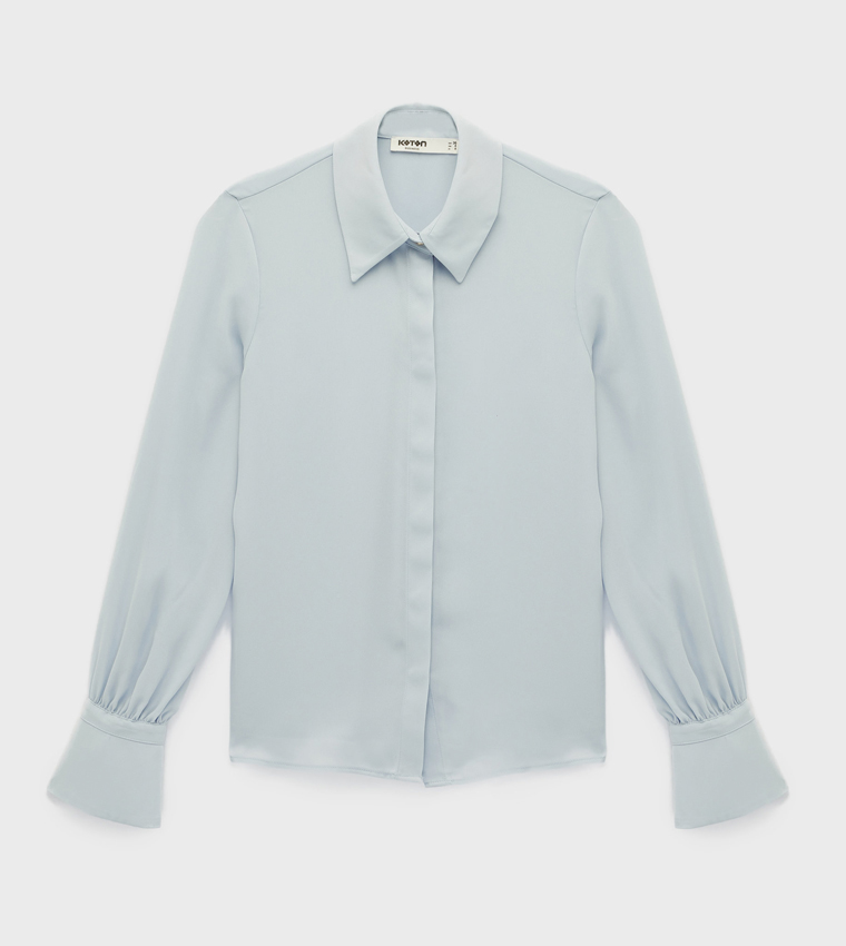 قميص سادة كم طويل 