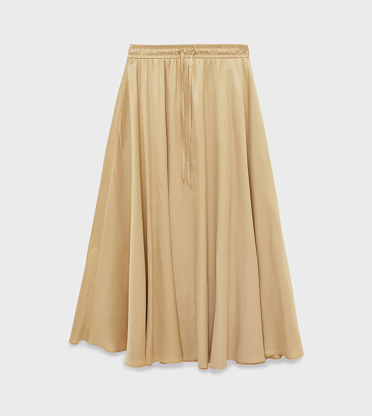 Solid Flared Maxi Skirt