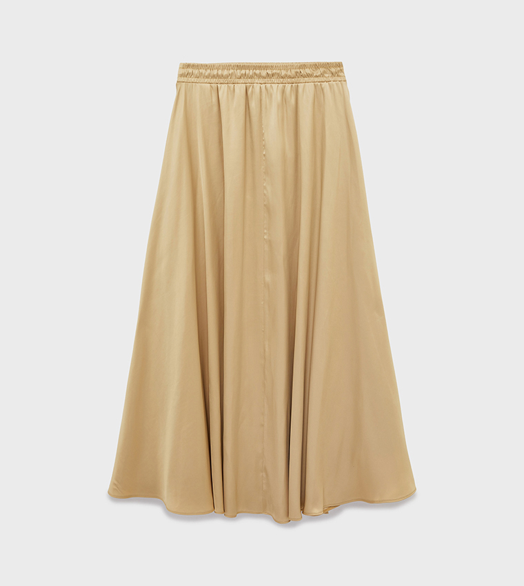 Solid Flared Maxi Skirt