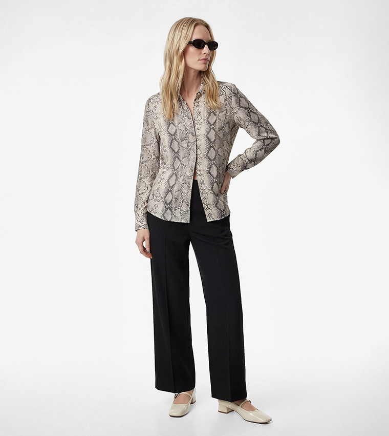 Printed Long Sleeves Satin Shirt