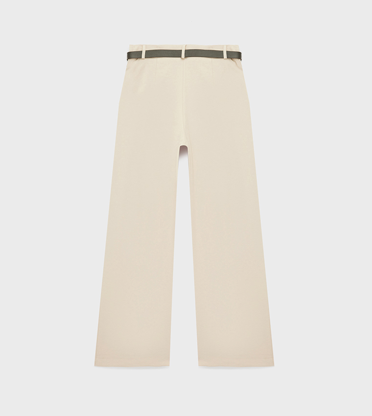 Solid Pleated Wide Leg Trousers