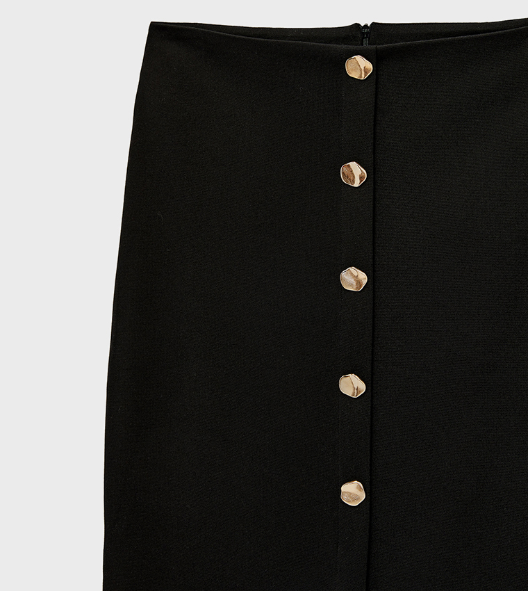 Solid Pencil Midi Skirt