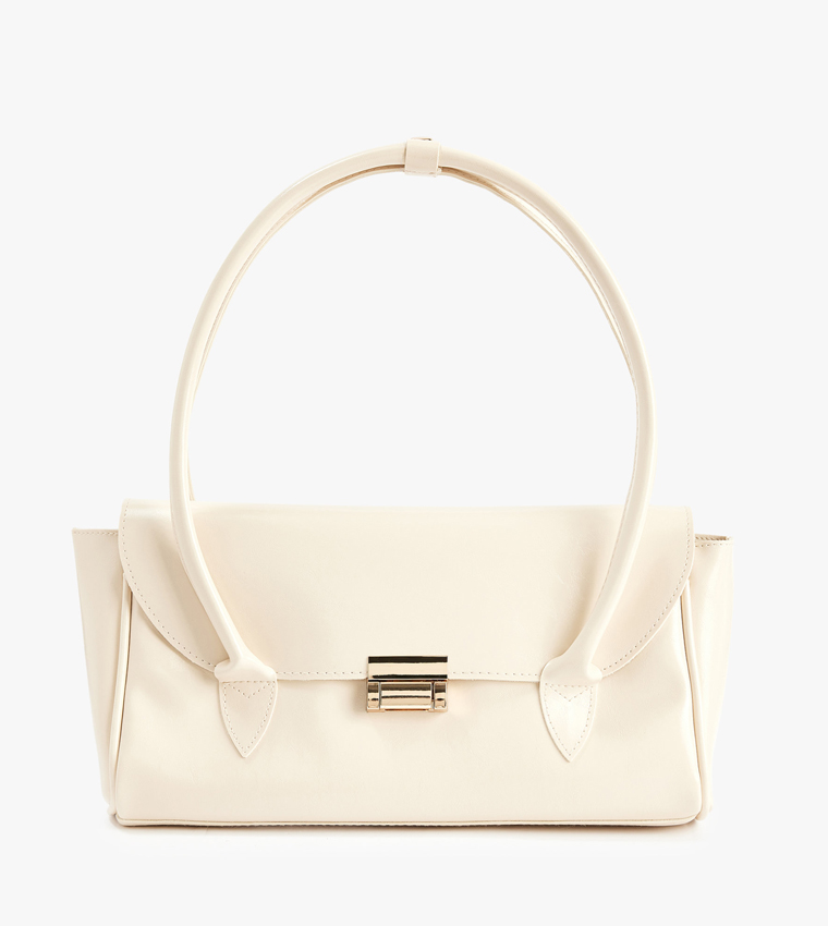 Solid Faux Leather Shoulder Bag