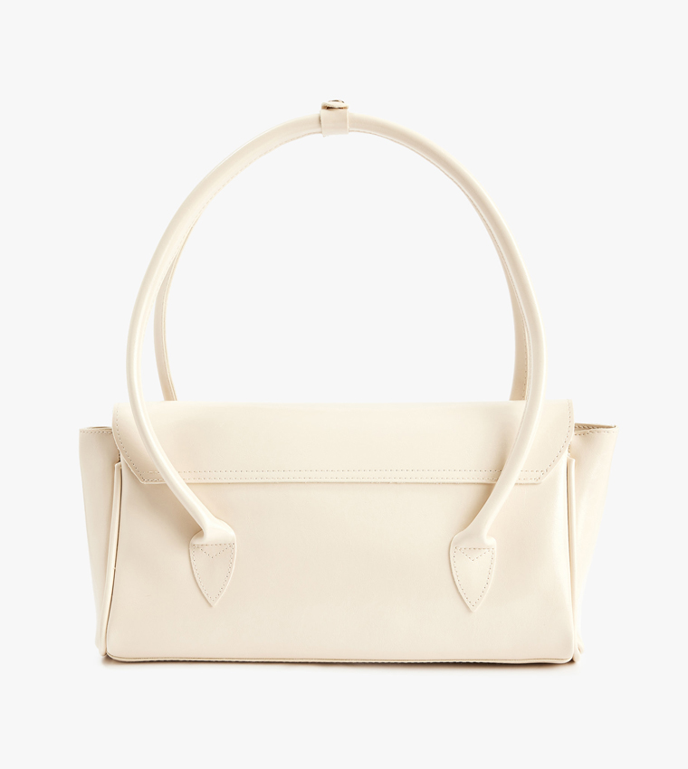 Solid Faux Leather Shoulder Bag