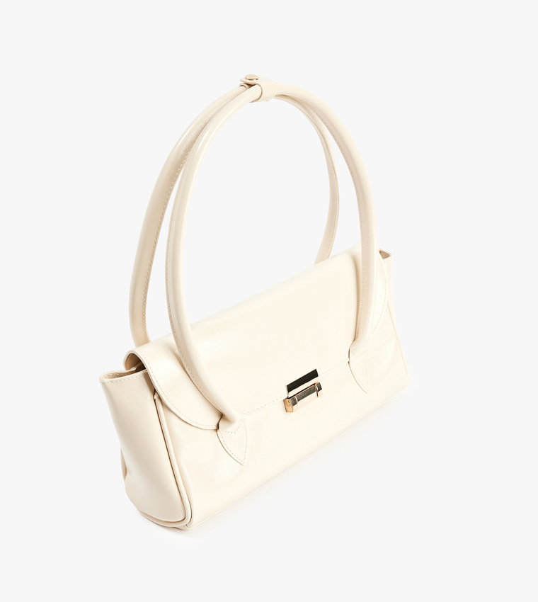 Solid Faux Leather Shoulder Bag
