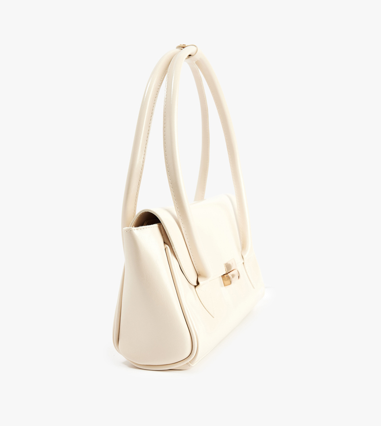 Solid Faux Leather Shoulder Bag