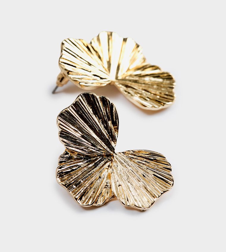 Textured Gold-Tone Stud Earrings