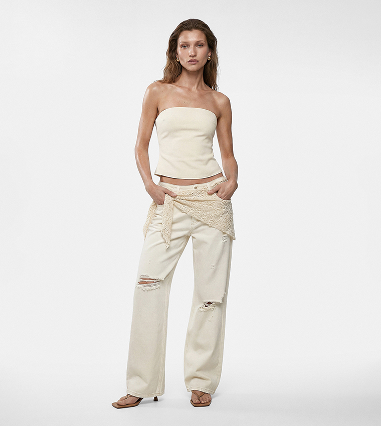 Solid Strapless Cropped Bustier Top