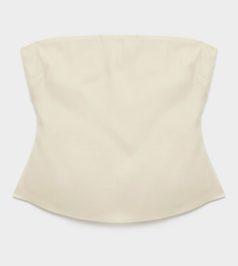 Solid Strapless Cropped Bustier Top