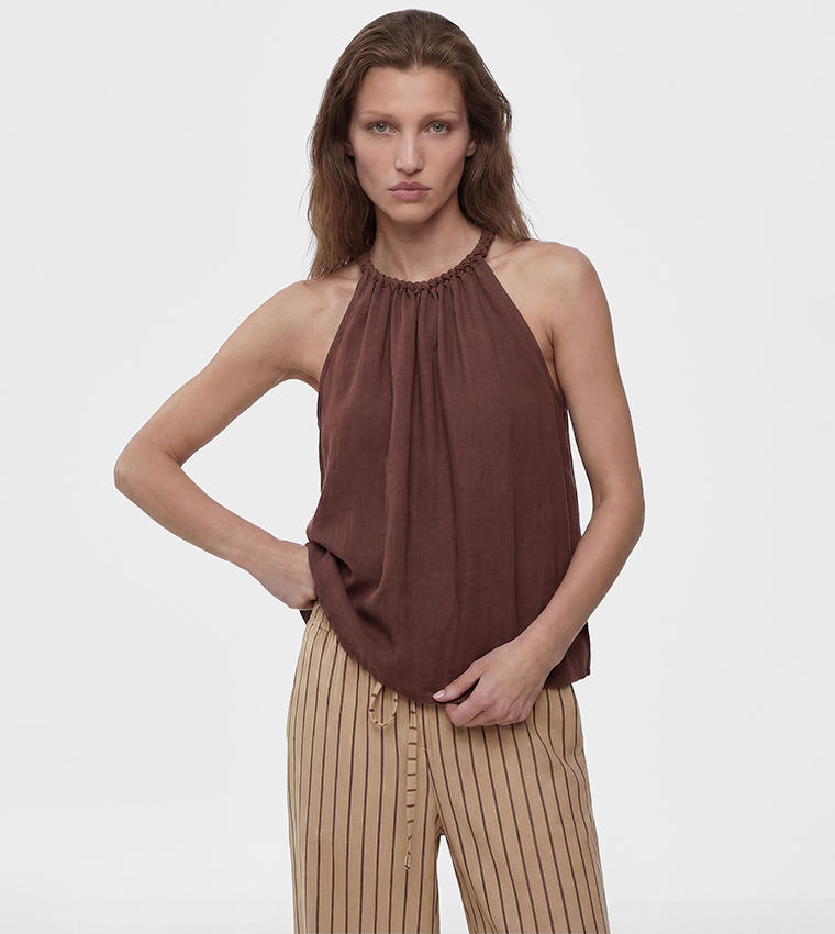 Koton  Sleeveless Tops - Brown Sleeveless Tops
