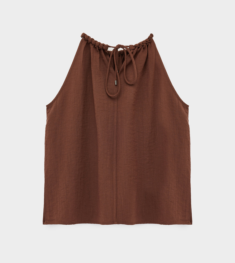 Koton  Sleeveless Tops - Brown Sleeveless Tops
