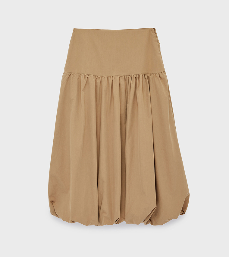 Solid Flared Midi Skirt