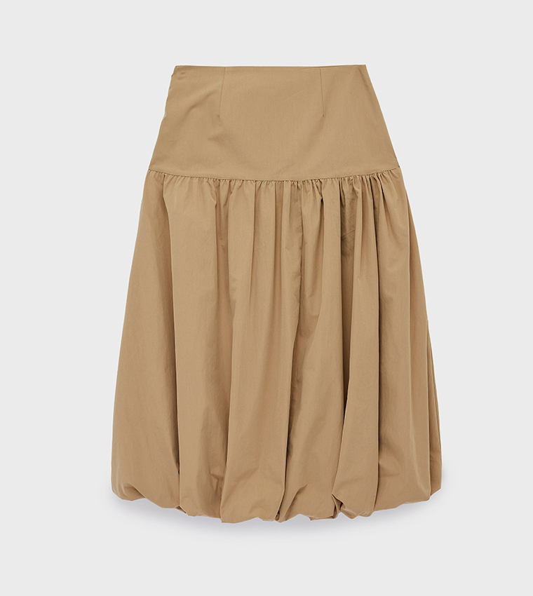 Solid Flared Midi Skirt
