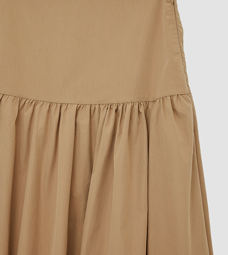 Solid Flared Midi Skirt