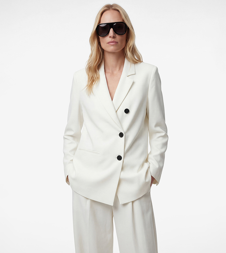 Solid Double Breasted Long Sleeves Blazer