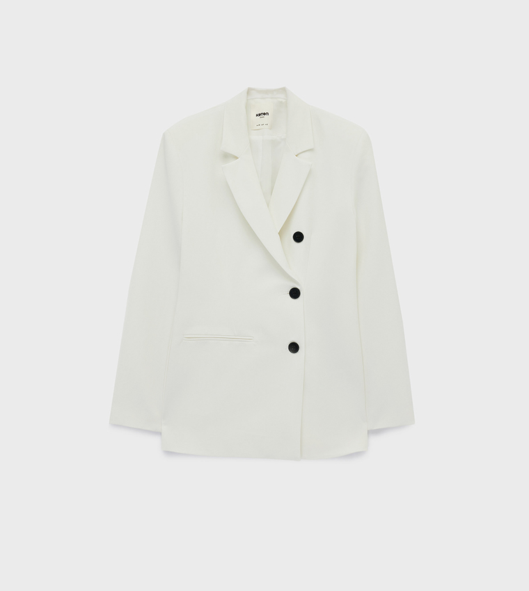 Solid Double Breasted Long Sleeves Blazer