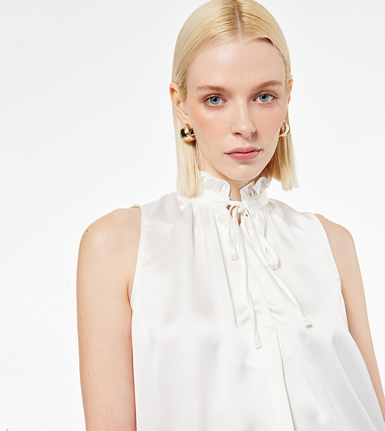 كوتون  توبات بلا أكمام  - أبيض Sleeveless Tops
