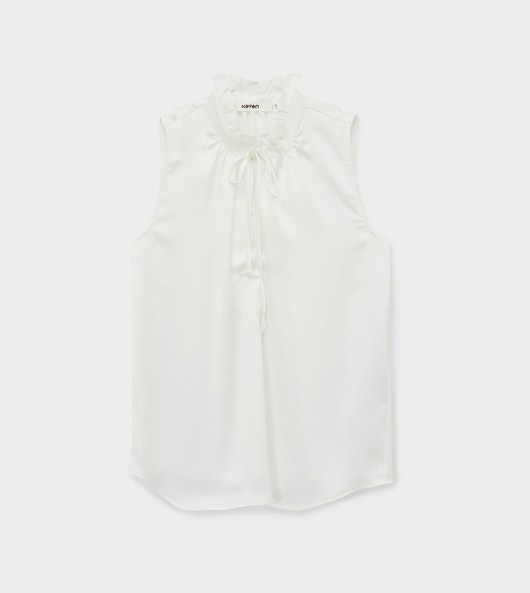 كوتون  توبات بلا أكمام  - أبيض Sleeveless Tops
