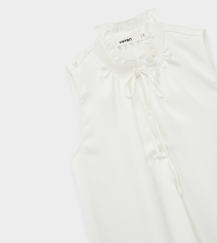 كوتون  توبات بلا أكمام  - أبيض Sleeveless Tops