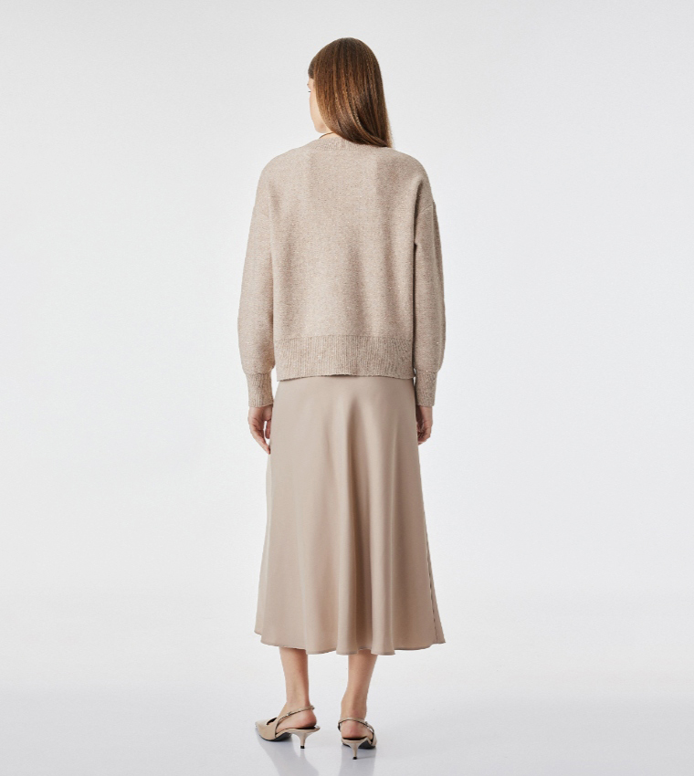 Solid A-Line Midi Skirt