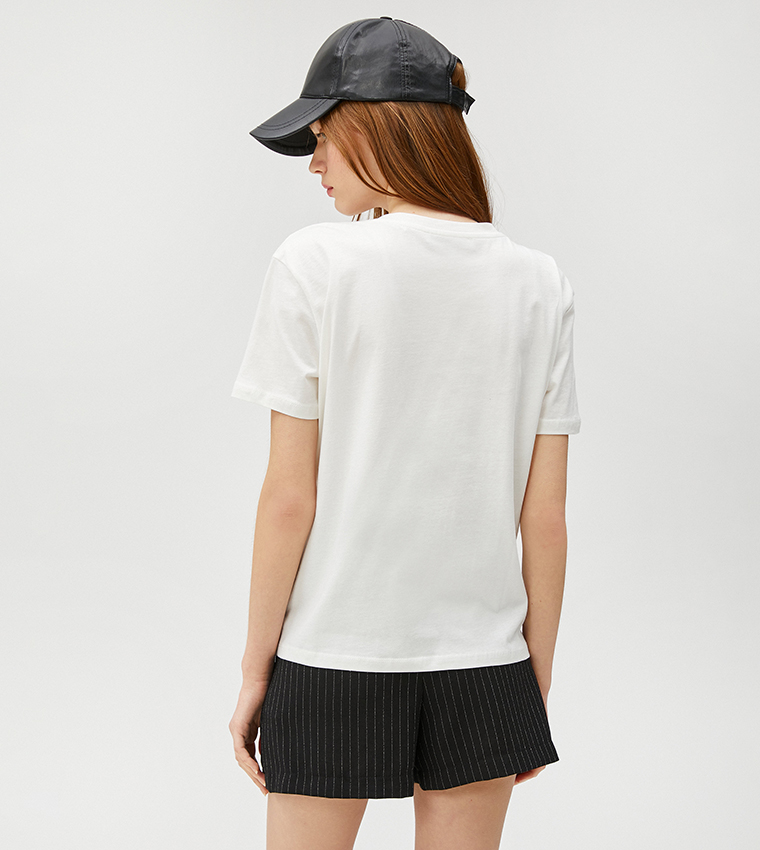 Koton  Short Sleeve T-Shirts - White Short Sleeve T-Shirts