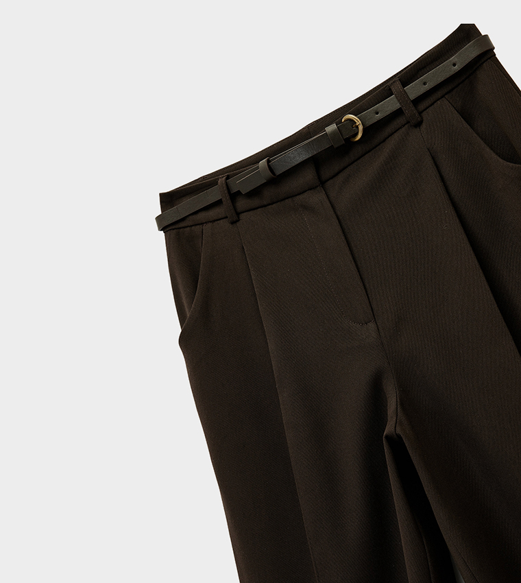 Solid Tapered Fit Trousers